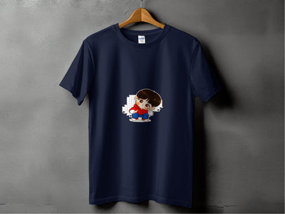 Cute Cartoon Boy In Red Hoodie Carrot in Hand T-Shirt - Design & Vybe