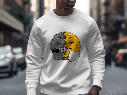 Duality of Nature Smiley Graphic Print Sweater - Design & Vybe
