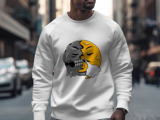 Duality of Nature Smiley Graphic Print Sweater - Design & Vybe