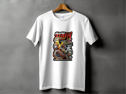 Valkyrie Dragon Motorcycle Graphic Illustration T-Shirt - Design & Vybe