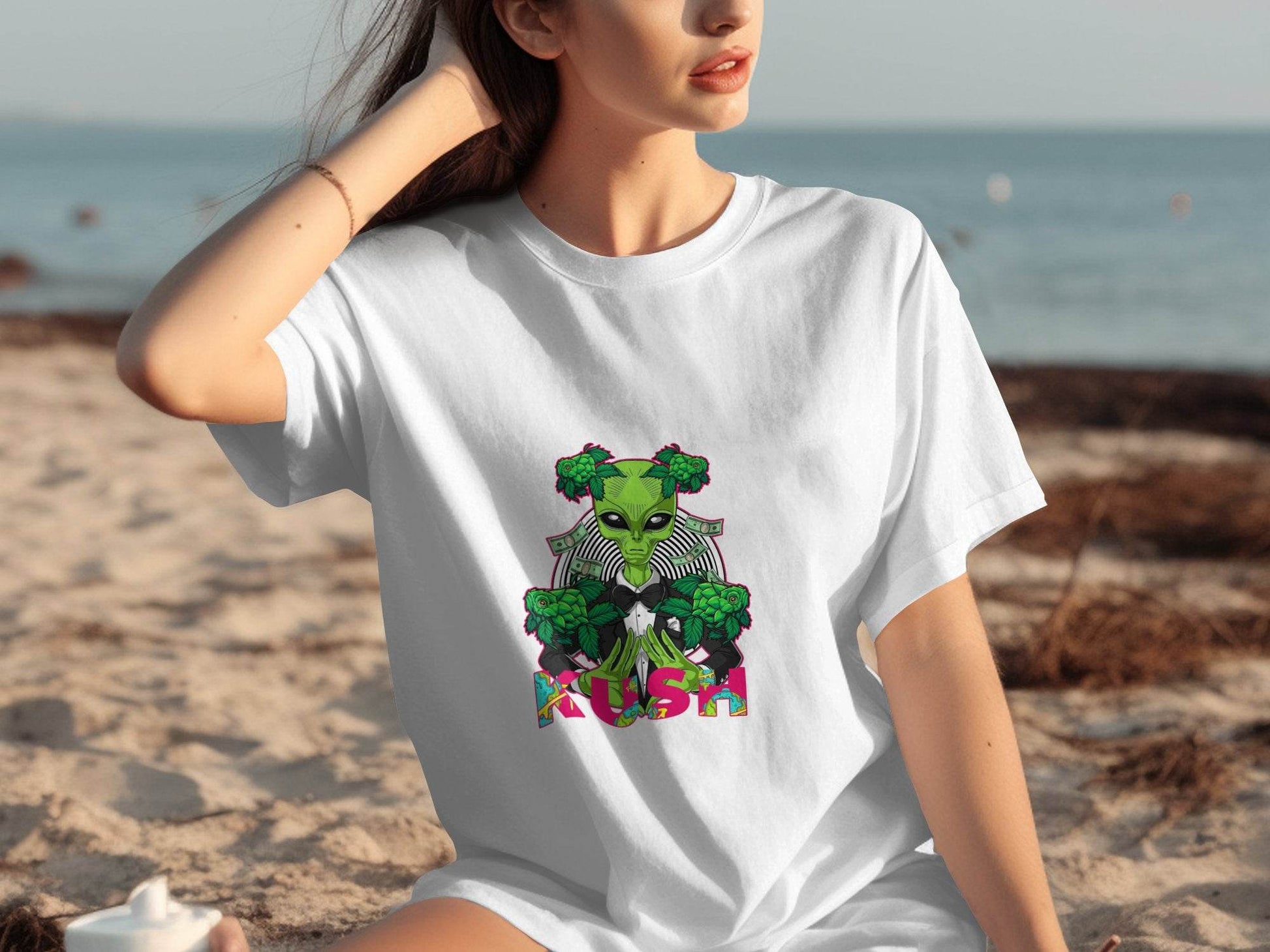 Kush Alien Money and Hops Design Graphic T-Shirt - Design & Vybe