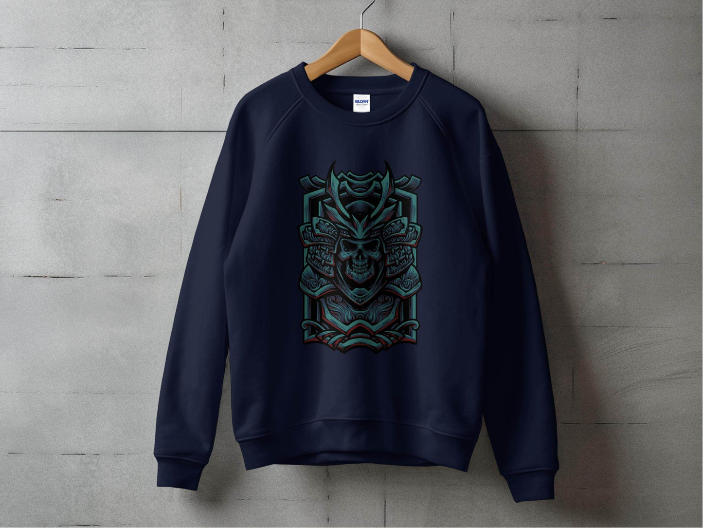 Menacing Samurai Skull Design Graphic Sweater - Design & Vybe