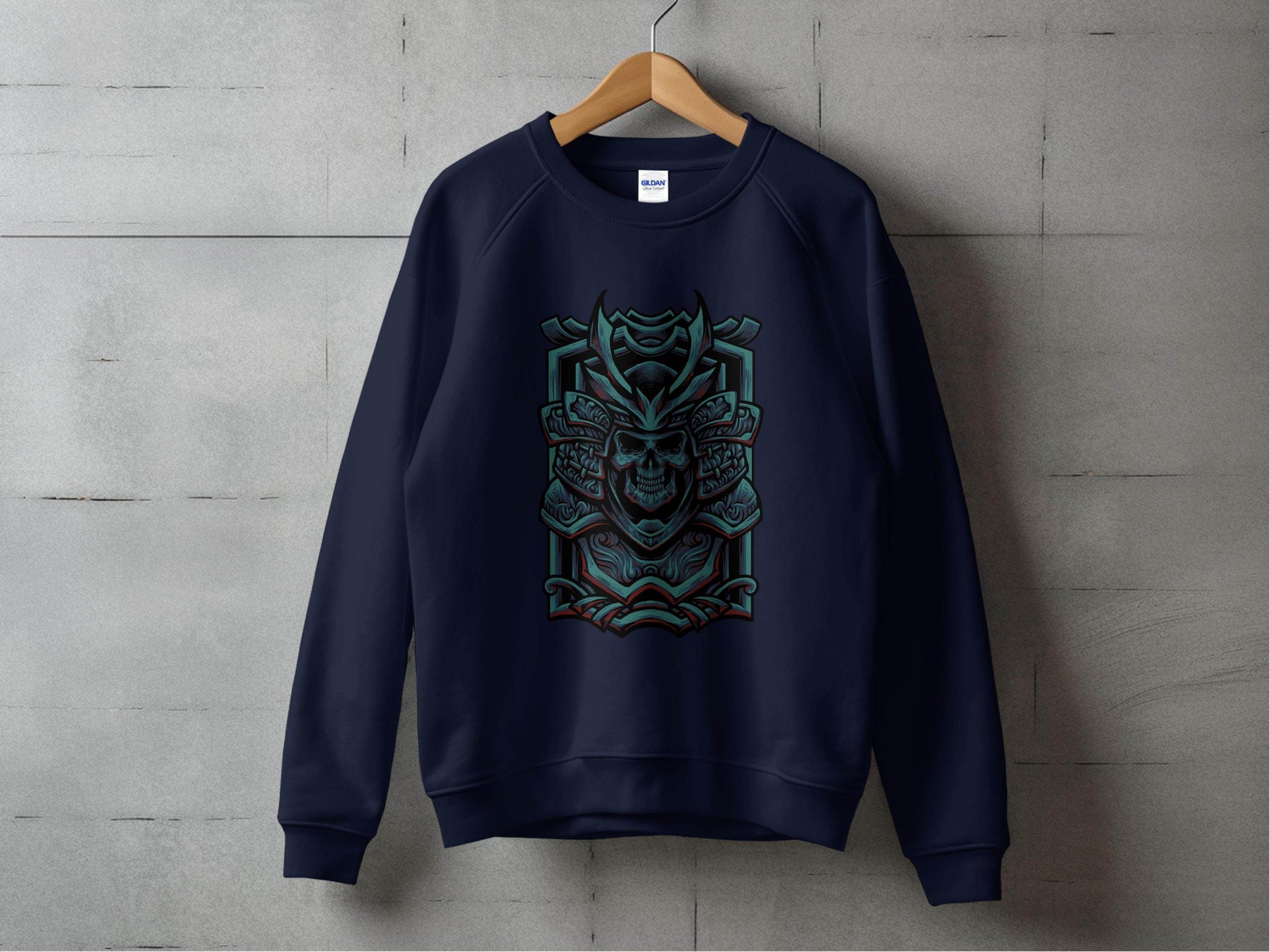 Menacing Samurai Skull Design Graphic Sweater - Design & Vybe