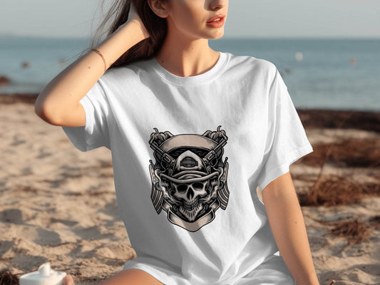 Unique Skull Design Graphic Tee shirt product