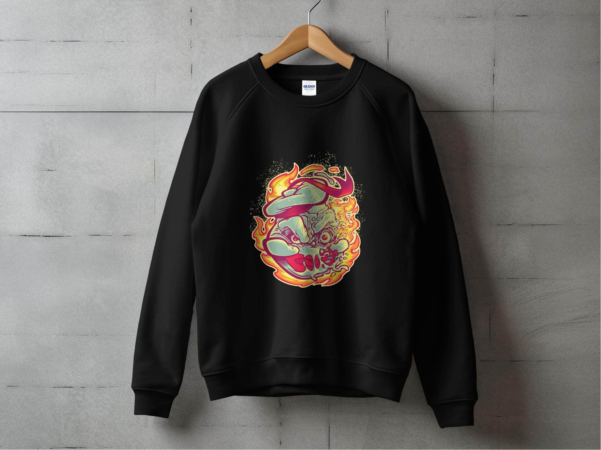 Burning Undead Creature in Flames Graphic Design Sweater - Design & Vybe