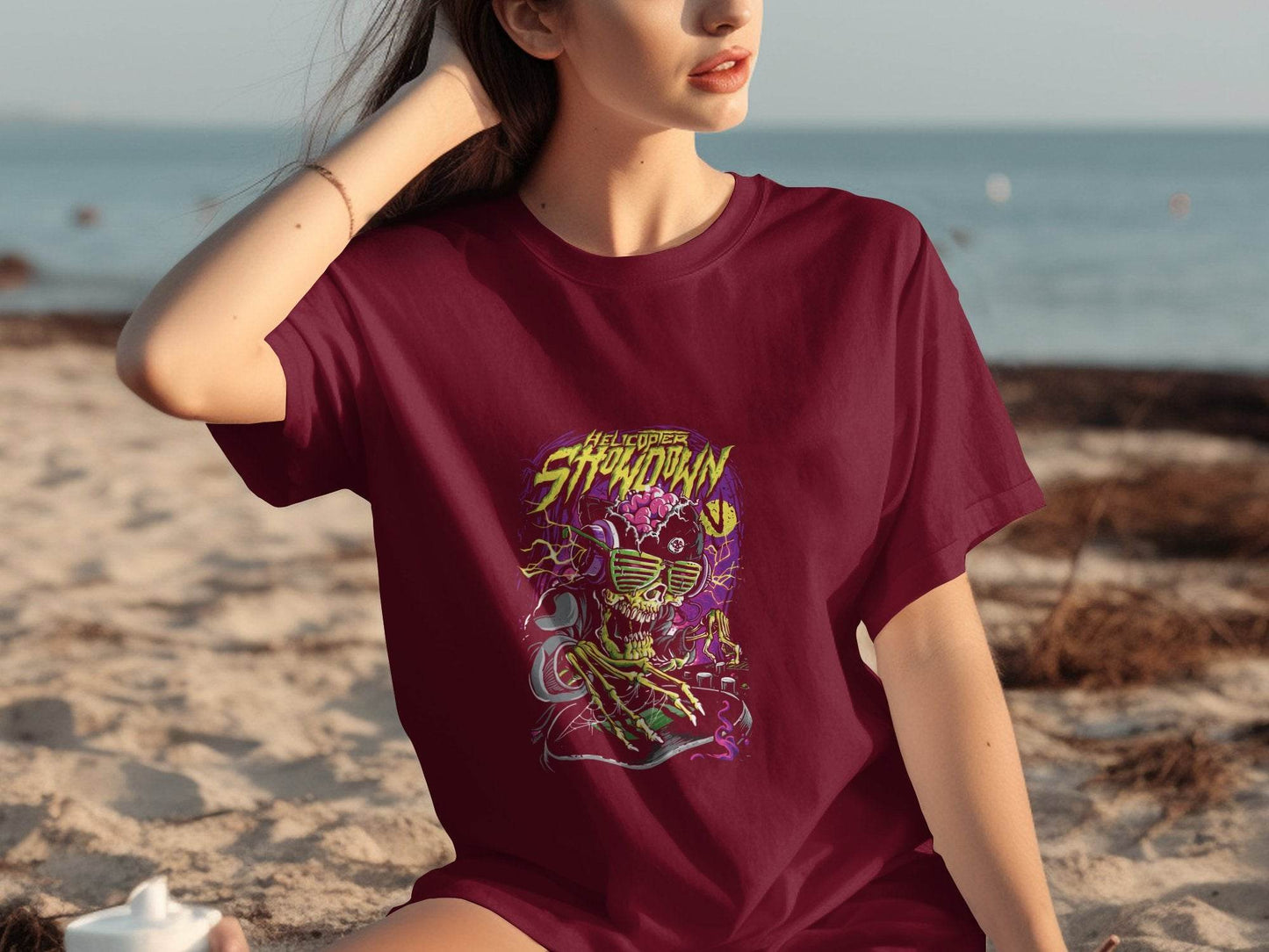 Helicopter Thunder Skull Design With Glasses T-Shirt - Design & Vybe