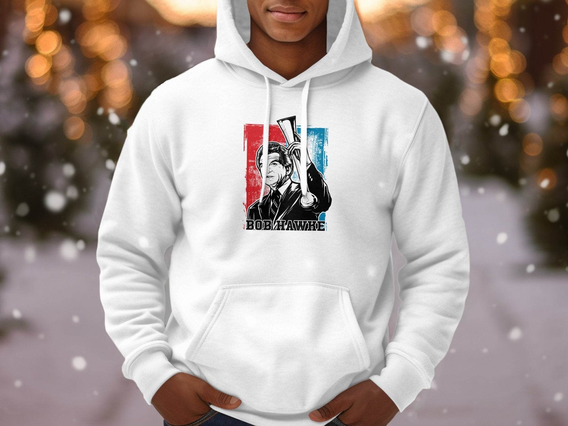 Iconic Bob Hawke Illustration Graphic Print Hoodie - Design & Vybe