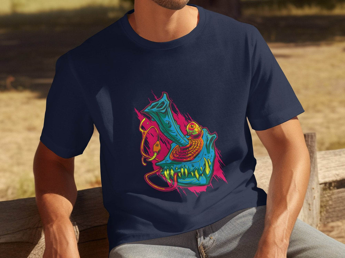 Cyberpunk Monster with Plug and Eyeball Graphic T-Shirt - Design & Vybe