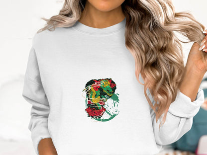 Dragon Tattoo Design with Flower Illustration Graphic Sweater - Design & Vybe