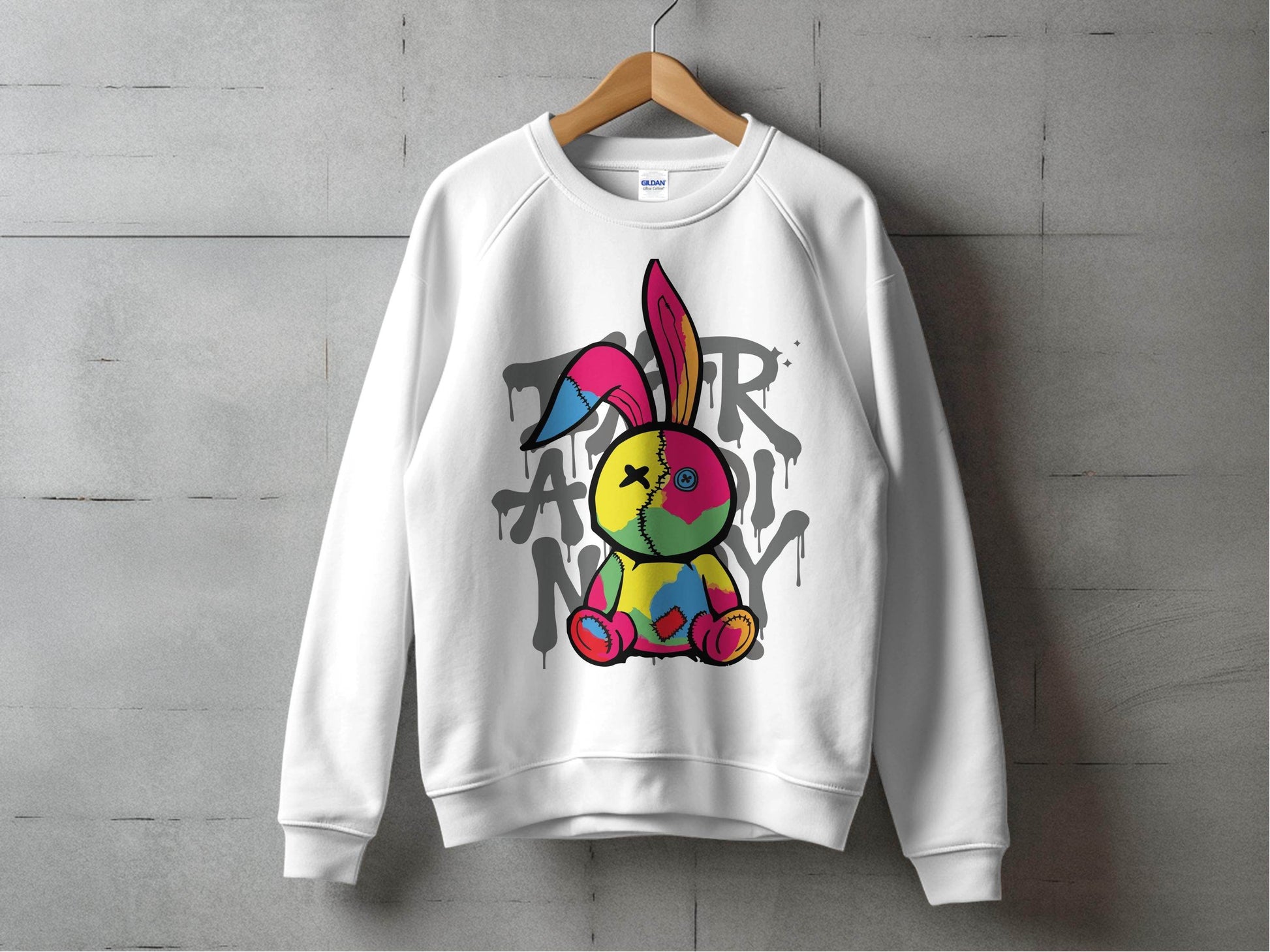 Colorful Bunny Graphic Design Novelty Sweater - Design & Vybe