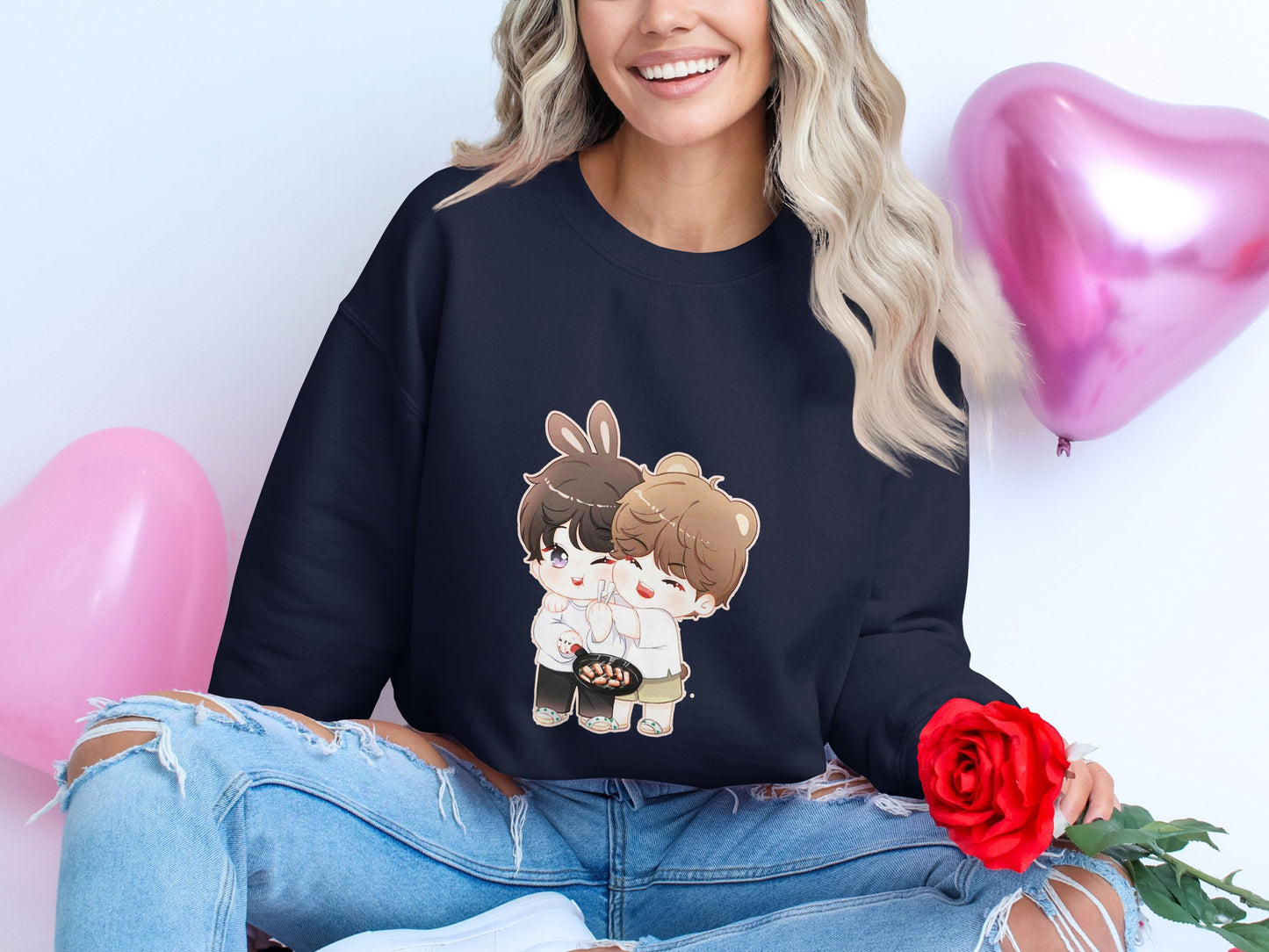 Cute Couple Cartoon Graphic Design Sweatshirt product type