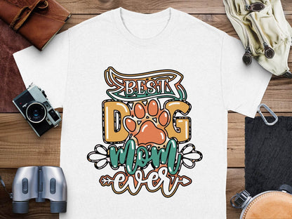 Best Dog Mom Ever Pet Paw Print Design Graphic T-Shirt - Design & Vybe