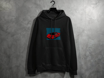 Bold Red Supercar Print Graphic Hoodie - Design & Vybe