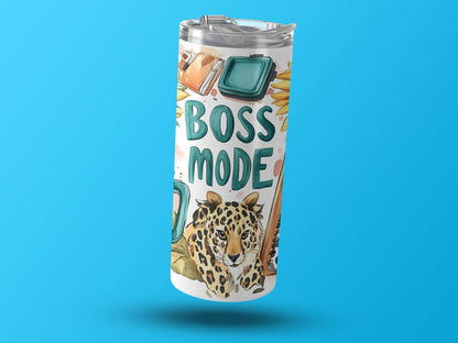 Boss Mode Sunflower Leopard Office Supplies Design Tumbler - Design & Vybe