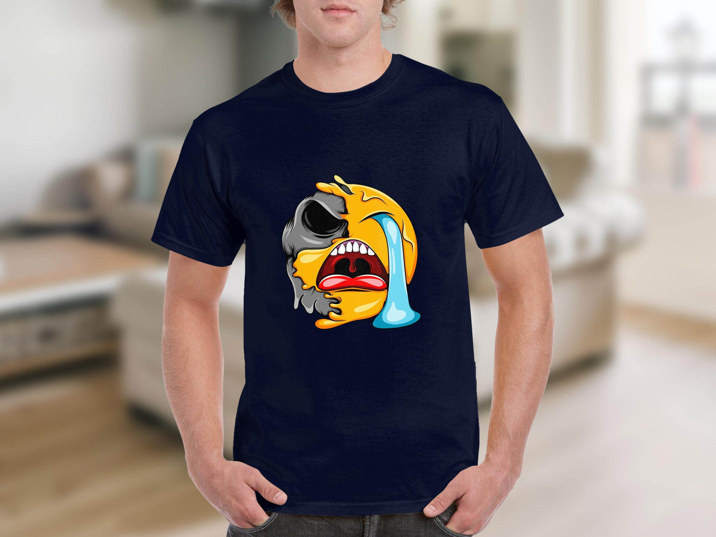 Melting Emoji Face Smiley Design Graphic T-Shirt - Design & Vybe