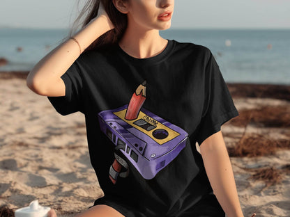 Retro Cassette Tape with Pencil Graphic T-Shirt product type
