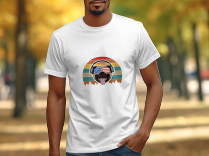 Retro USA Dog Headphones Graphic T-shirt product