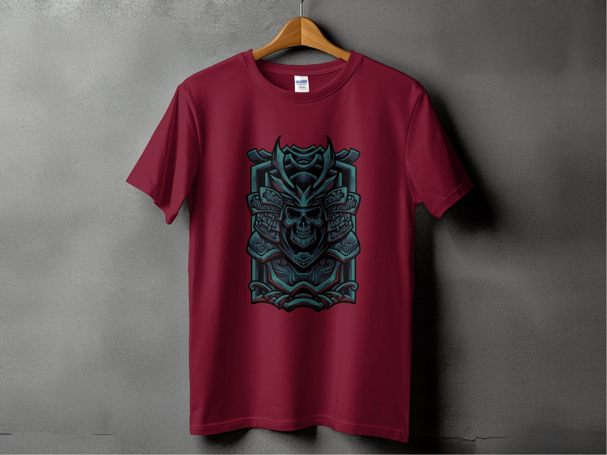 Menacing Samurai Skull Design Graphic T-Shirt - Design & Vybe