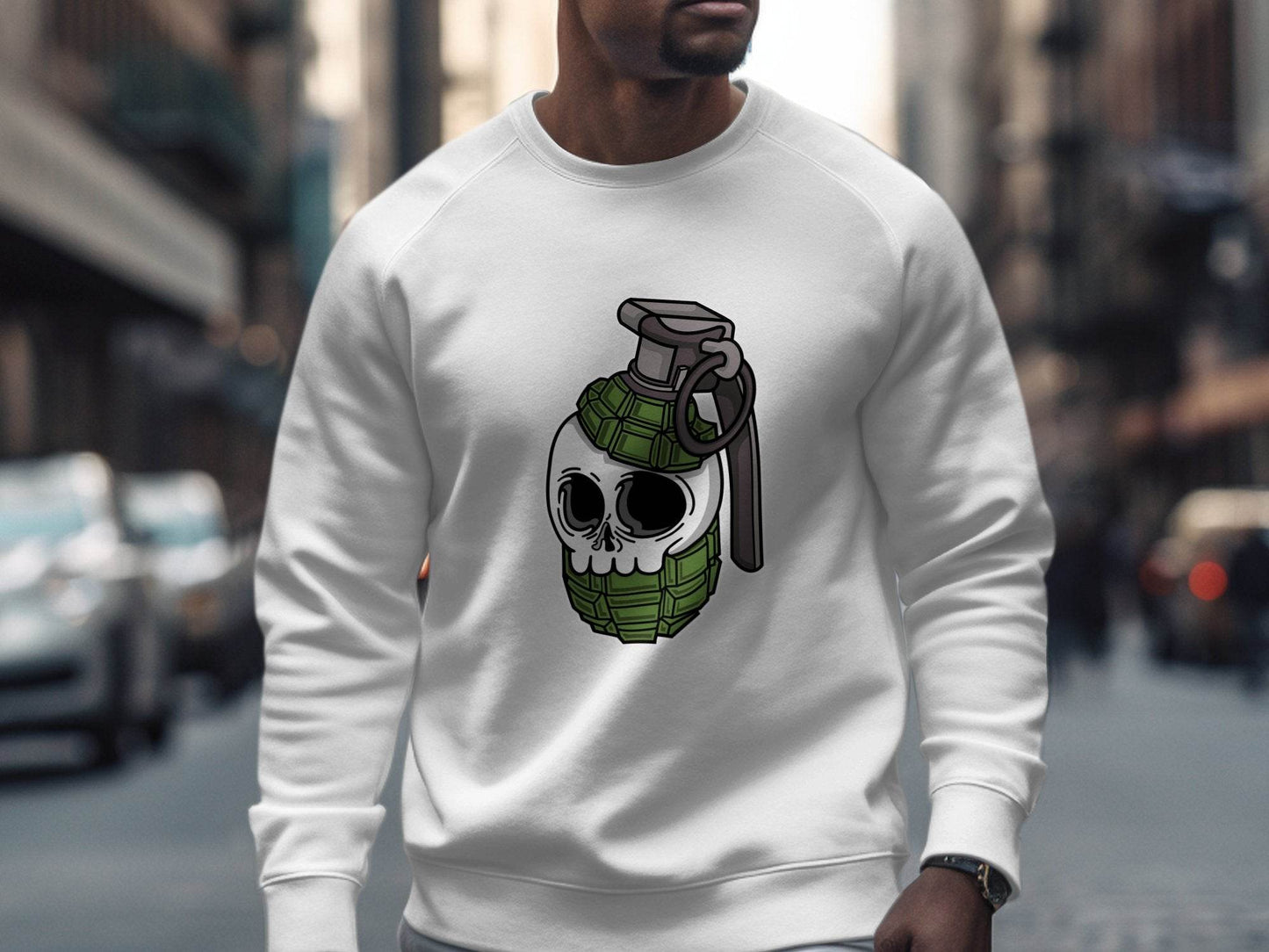 Skull Grenade Graphic Design Funny Unique Style Sweater - Design & Vybe