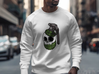 Skull Grenade Graphic Design Funny Unique Style Sweater - Design & Vybe
