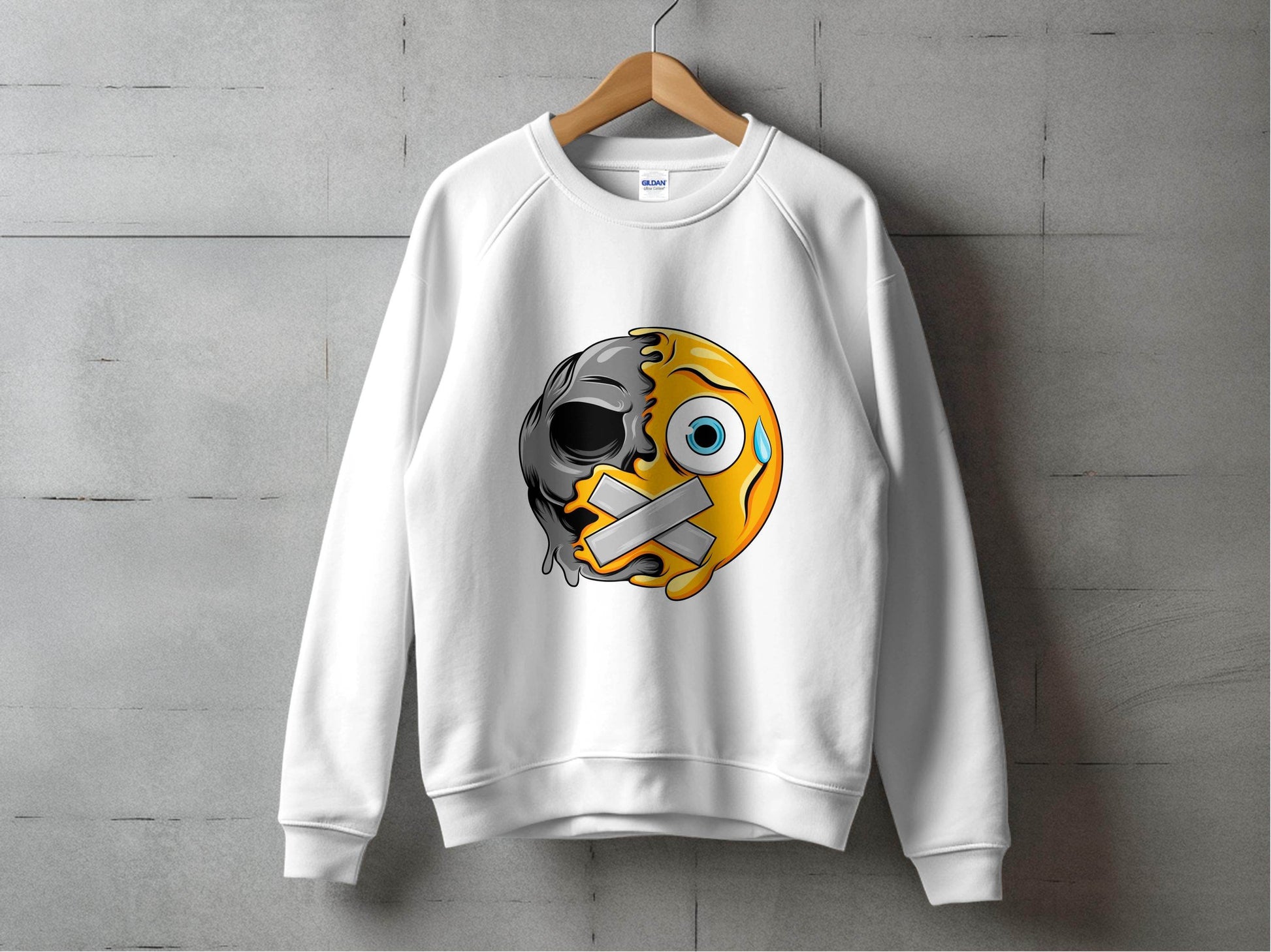 Skull and Emoji Featuring Smiley Design Graphic Sweater - Design & Vybe
