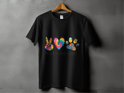 Peace Love Dogs Colorful Design Graphic Animal Lover T-Shirt - Design & Vybe