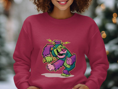 Cartoon Frankenstein with Lightning Strikes Above Sweater - Design & Vybe