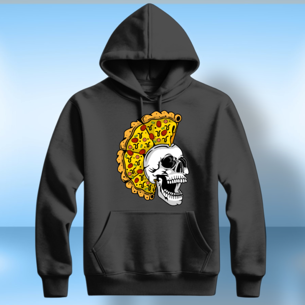 Skull with pizza slices as crown T-shirt - Image 4