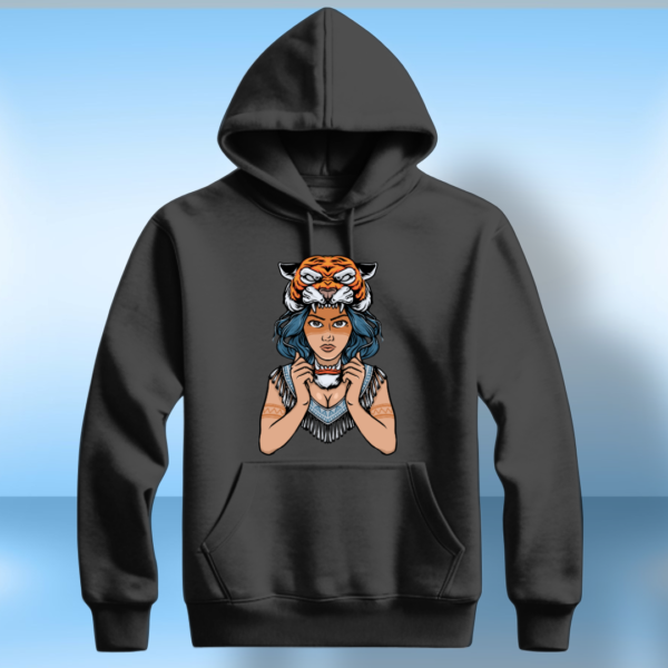 Woman Wearing Tiger Mask T-Shirt - Image 3