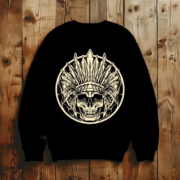 Skull with feather crown T-shirt - Image 3