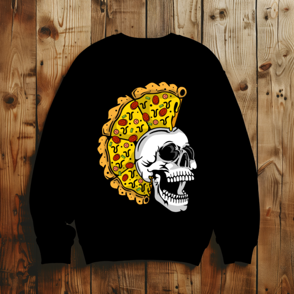 Skull with pizza slices as crown T-shirt - Image 3