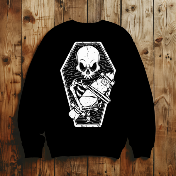 Skull with Skate board T-shirt - Image 3