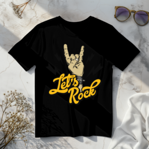 Lets rock with hand sign black t-shirt