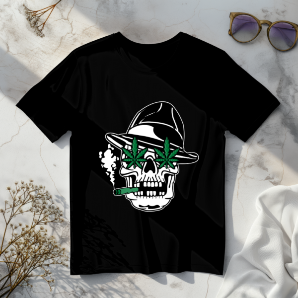 Skull smoking weed T-shirt - Image 4