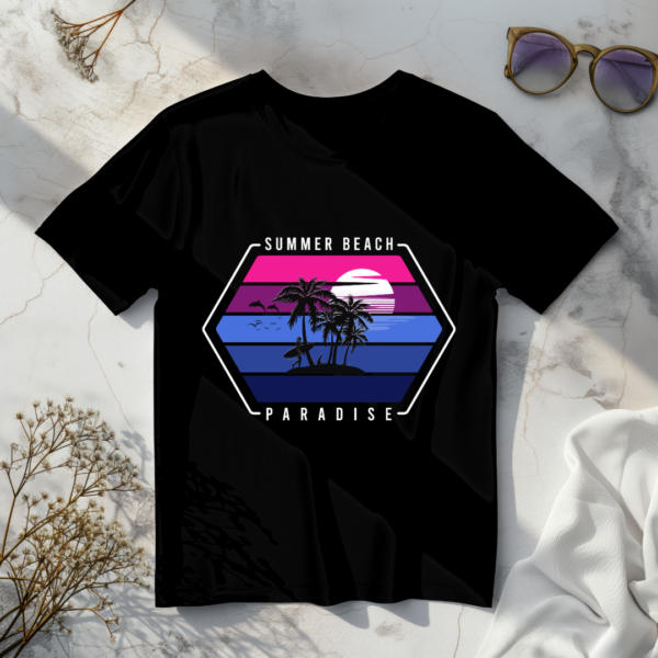 Summer beach paradise Black t-shirt