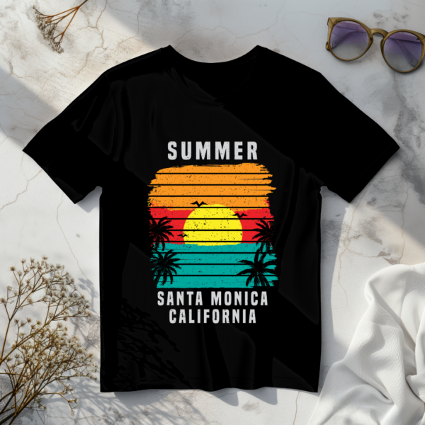 Summer Santa Monica California T-shirt - Image 4