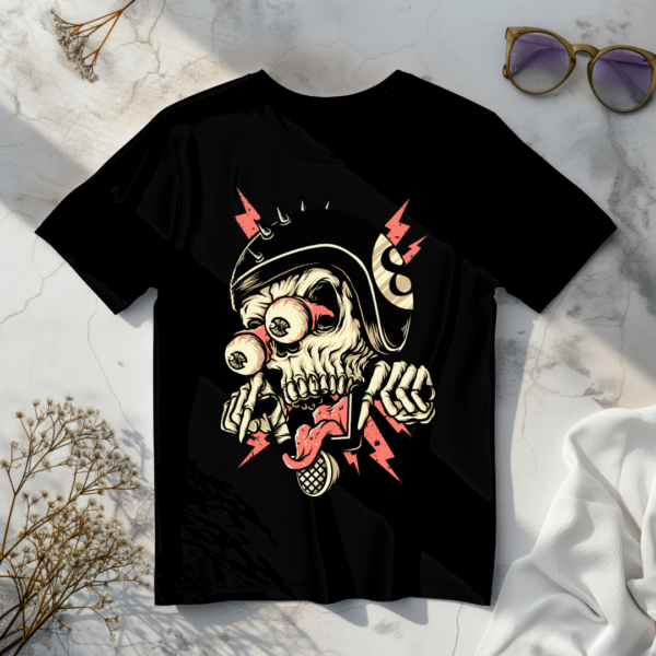 Skull with hanging eye balls T-shirt - Image 4