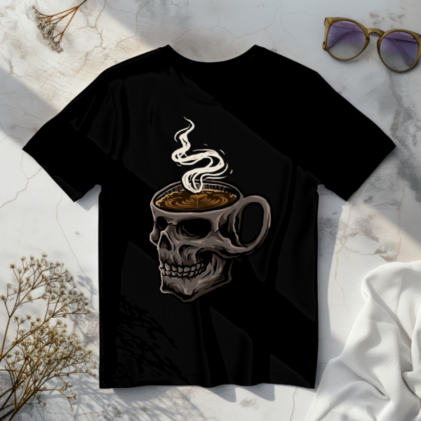 skull coffee mug Black t-shirt