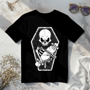 Skull with Skate board black t-shirt