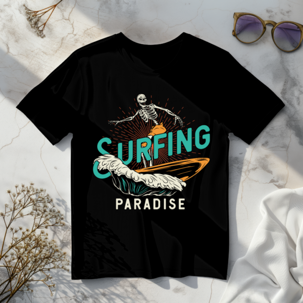 Surfing paradise Black t-shirt