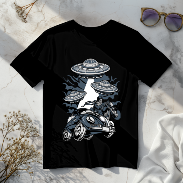 Spaceships with car & bike T-shirt - Image 4