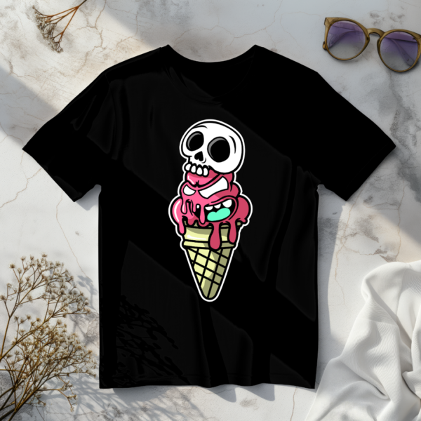 Ice cream with skull Black t-shirt