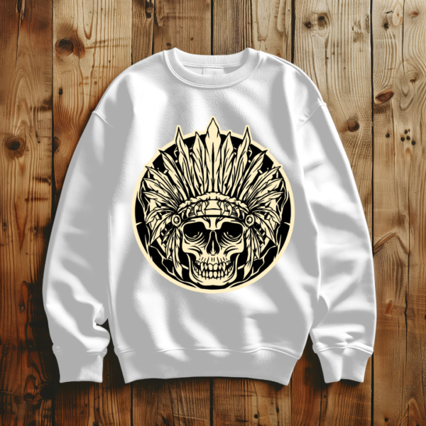 Skull with feather crown T-shirt - Image 5