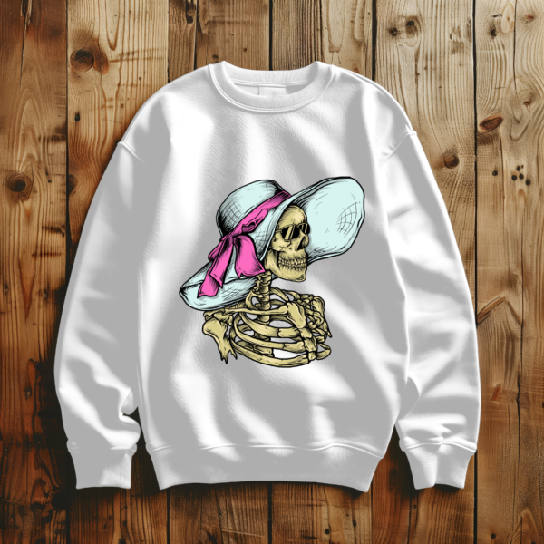 Skeleton wearing hat T-shirt - Image 5