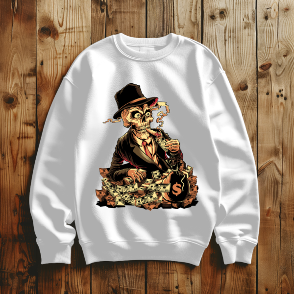 Skeleton with cigar and money T-shirt - Image 6