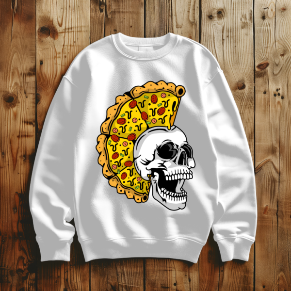 Skull with pizza slices as crown T-shirt - Image 5