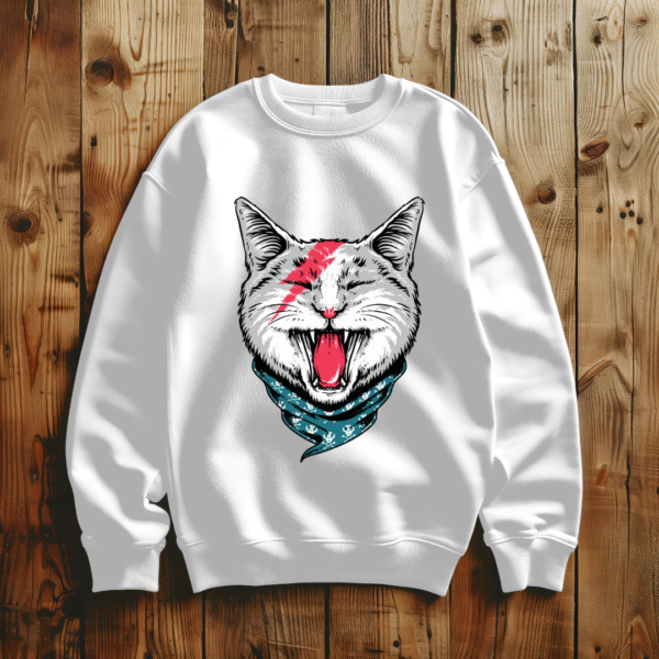 White Cat Meowing T-Shirt - Image 5