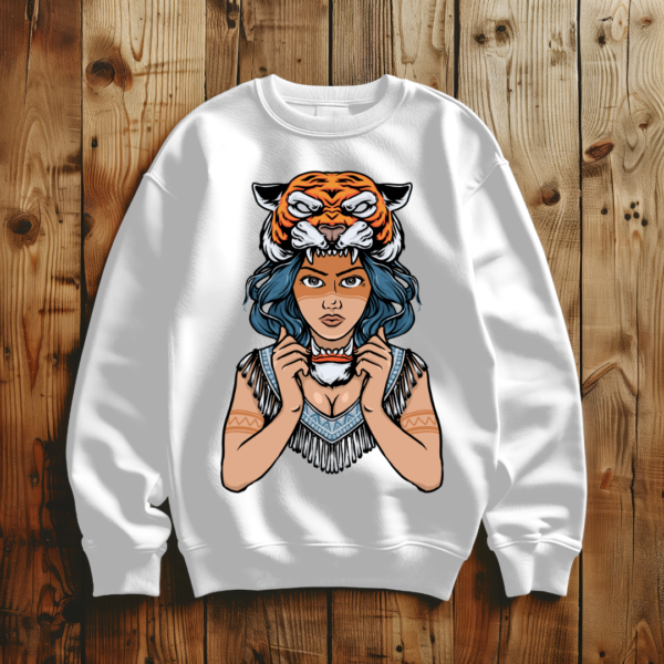 Woman Wearing Tiger Mask T-Shirt - Image 5