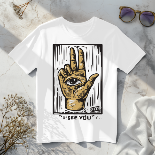 I see you in hand White t-shirt