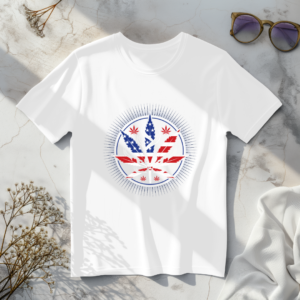 Stars,Stripes and leaves white t-shirt